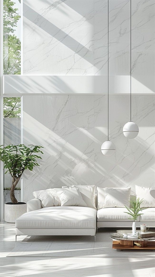Gạch ốp tường khổ lớn màu trắng vân mây