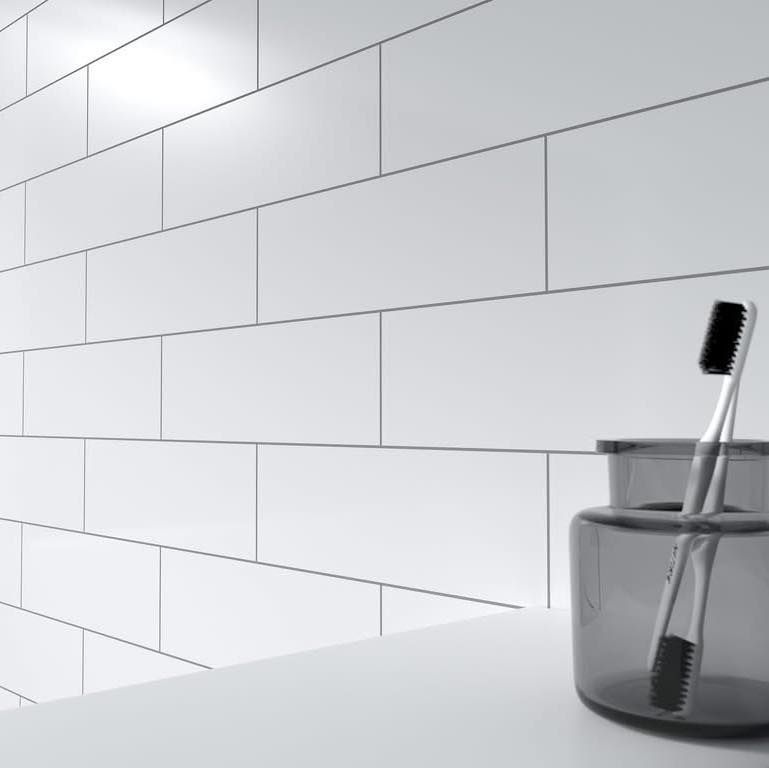 Gạch ốp tường trắng trơn mờ matt