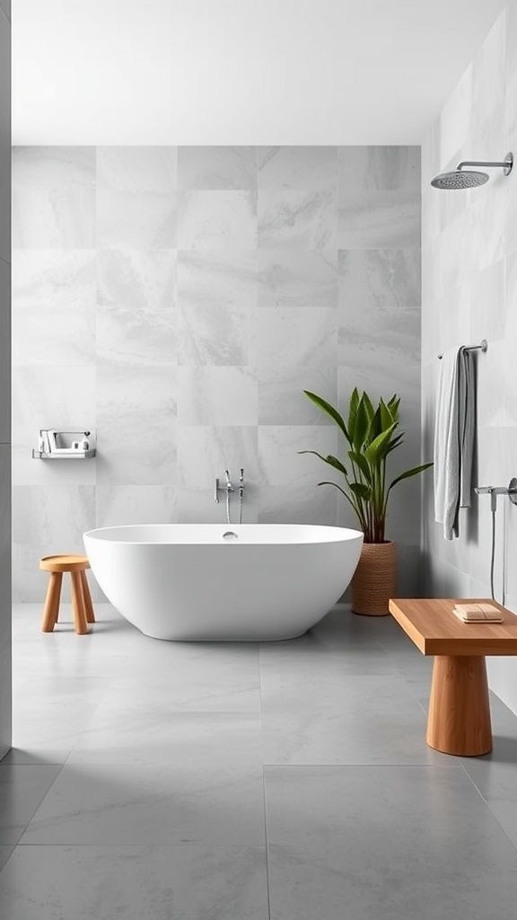 Gạch ốp tường xám trắng men matt