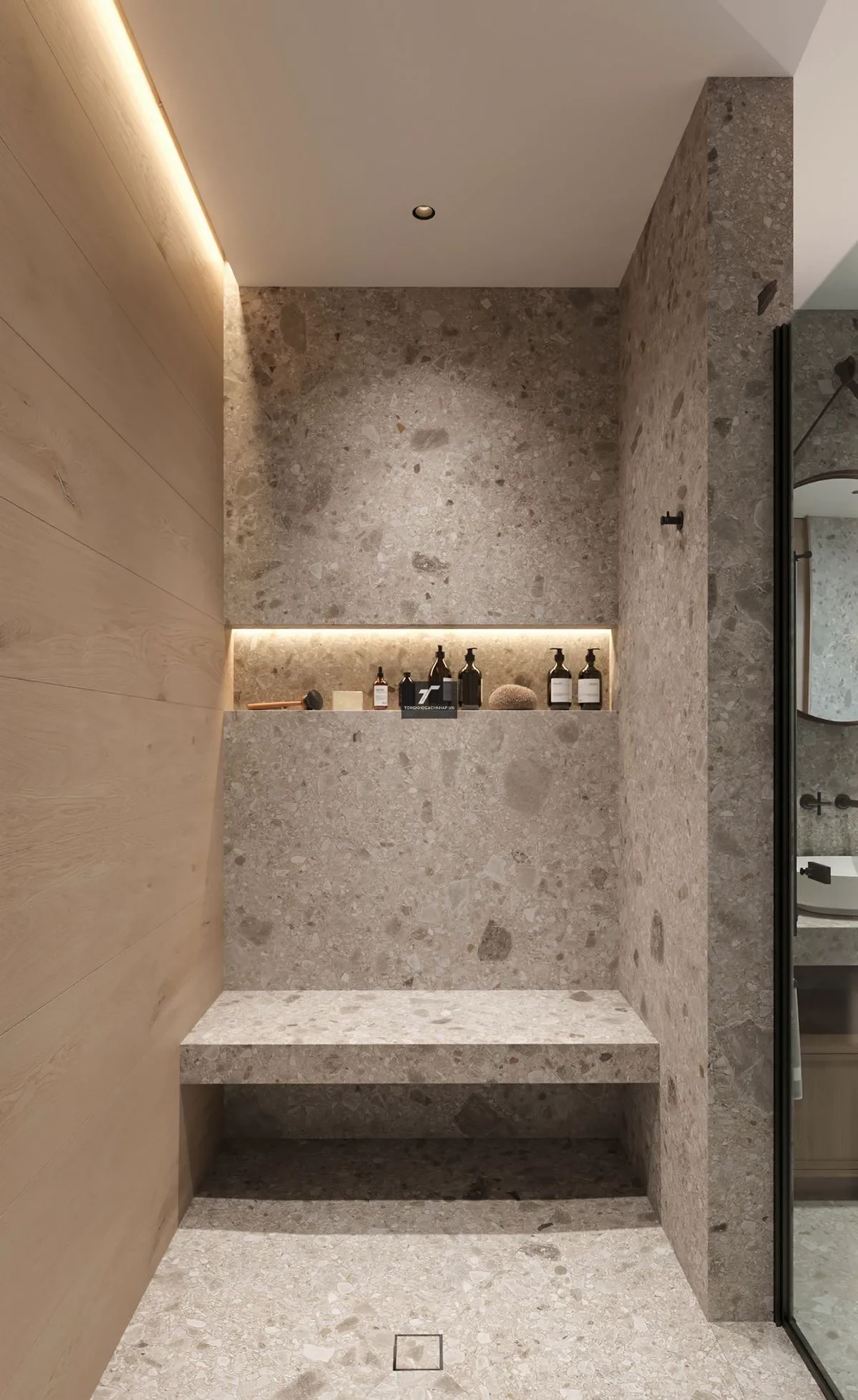 Gạch terrazzo lát nhà tắm nhỏ