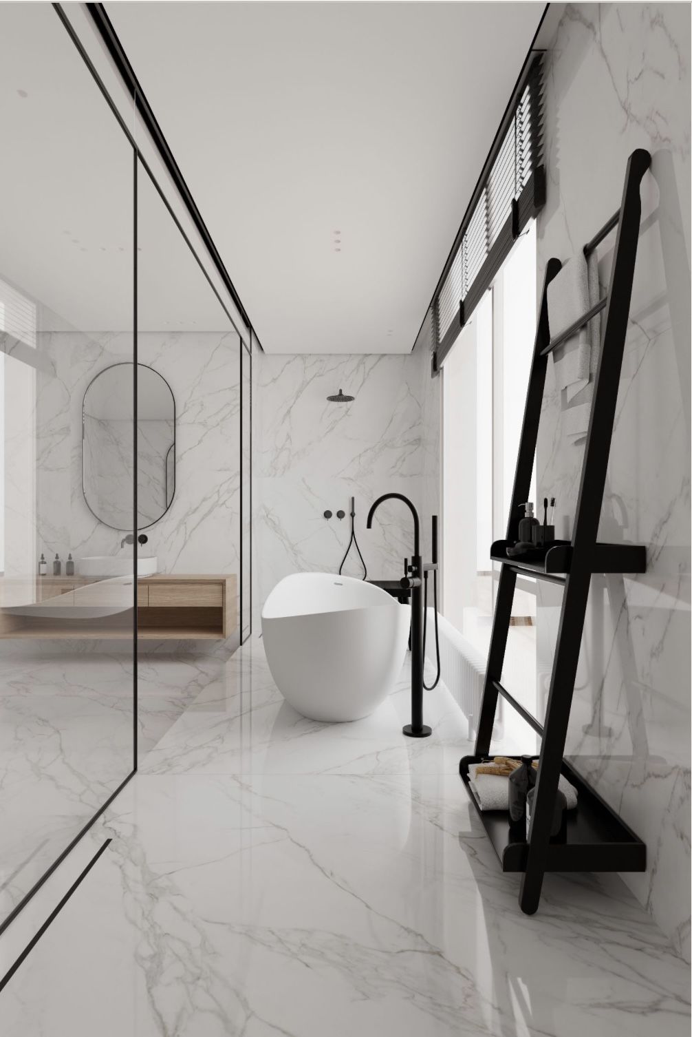 Gạch trắng vân đá ốp nhà tắm