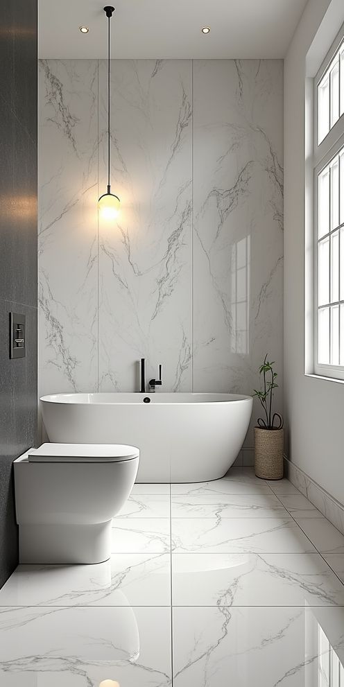 Gạch trắng vân mây ốp nhà tắm