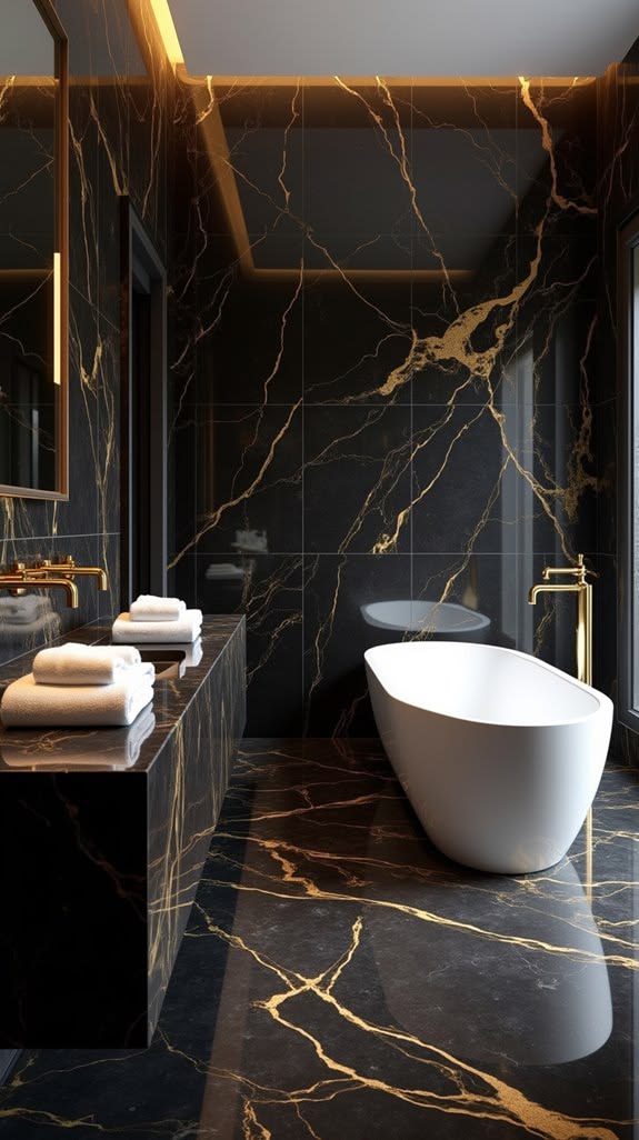 Gạch vân đá đen Laurent Gold Marble