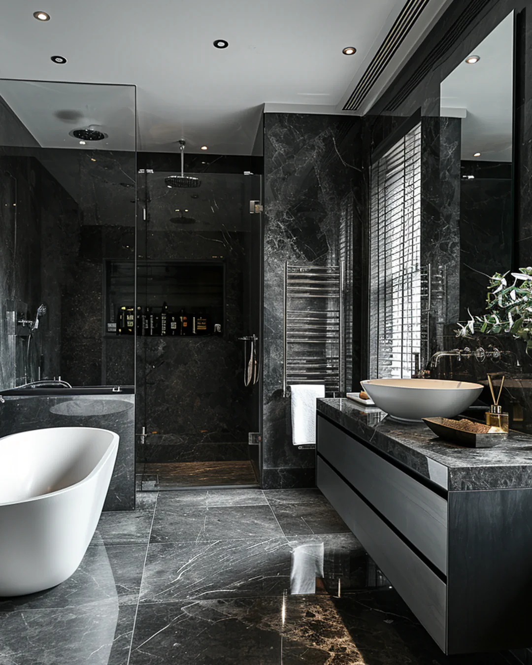 Gạch vân đá tự nhiên bóng Grey Black