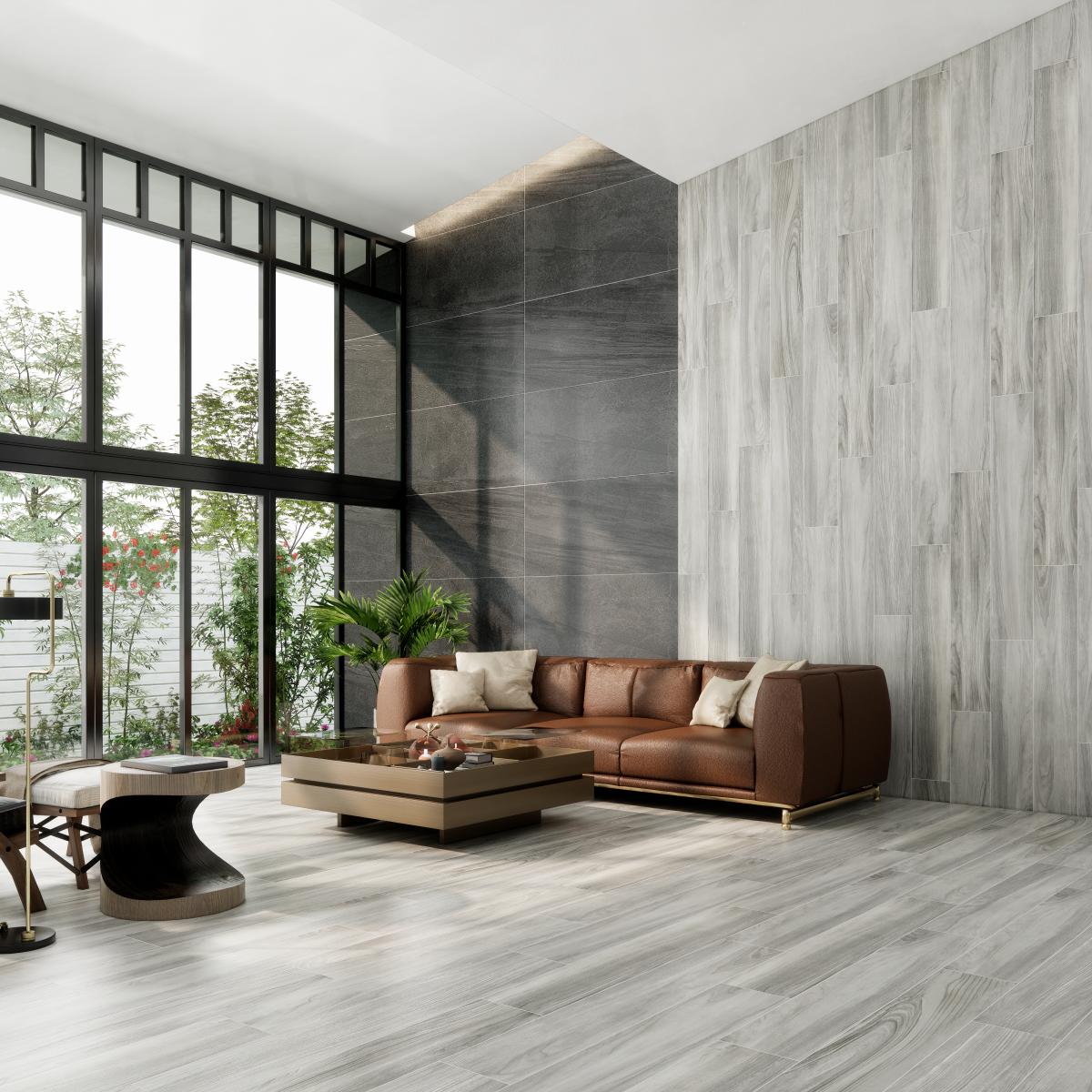 Lợi ích của gạch giả gỗ trong phòng khách