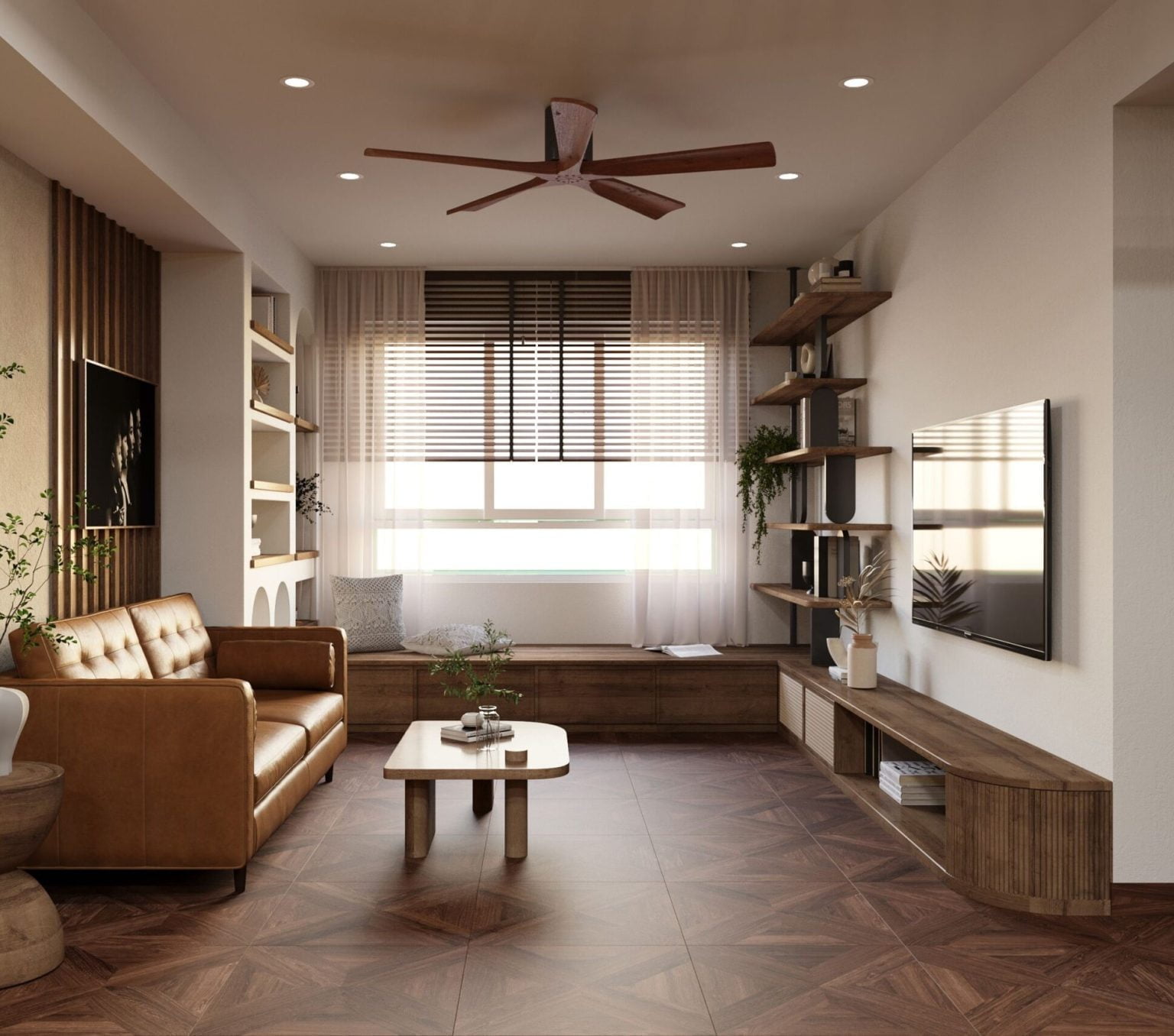Lợi ích của gạch giả gỗ trong phòng khách