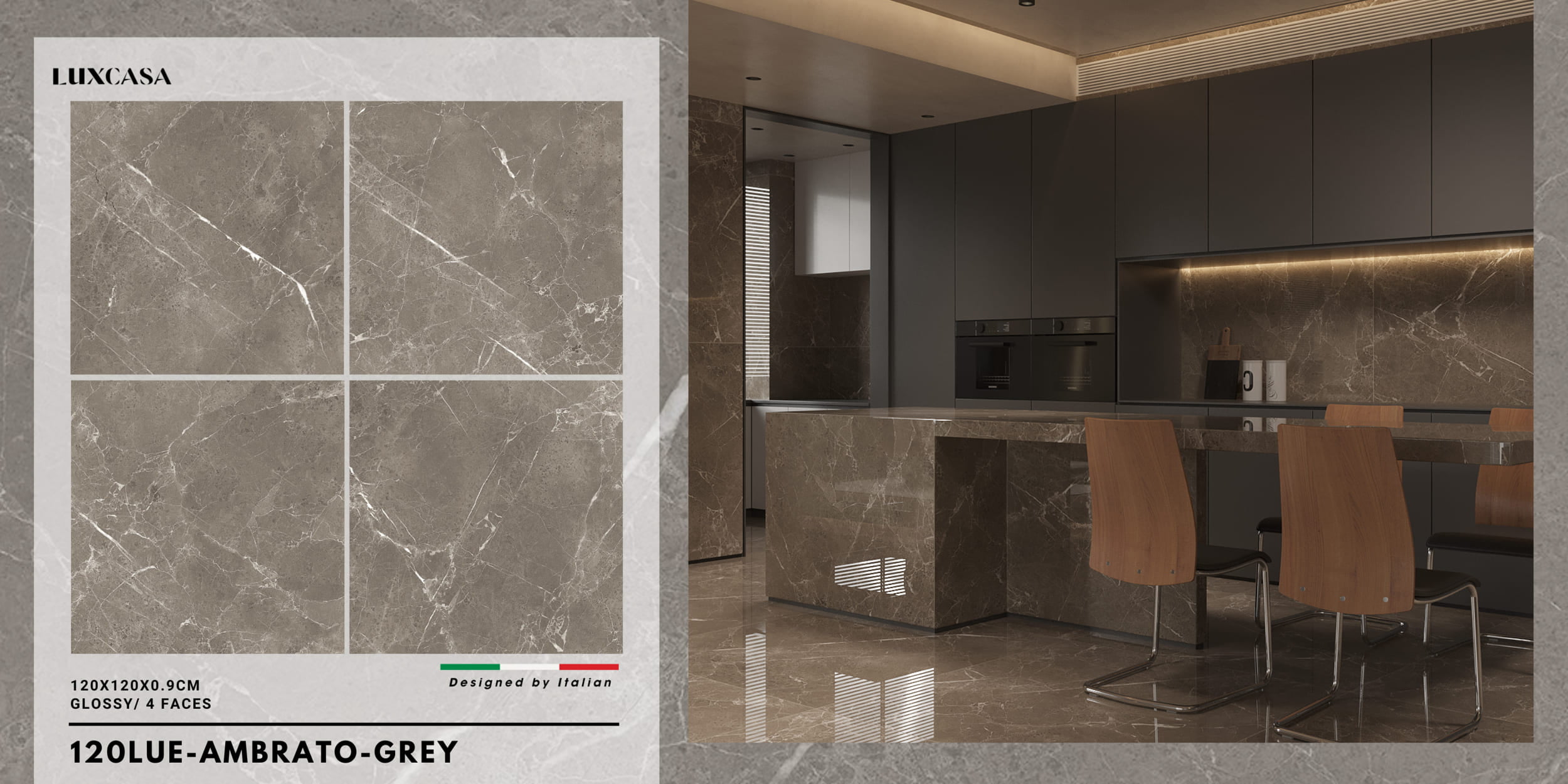 GẠCH MARBLE LOOK 1200X1200 120LUE AMBRATO GREY