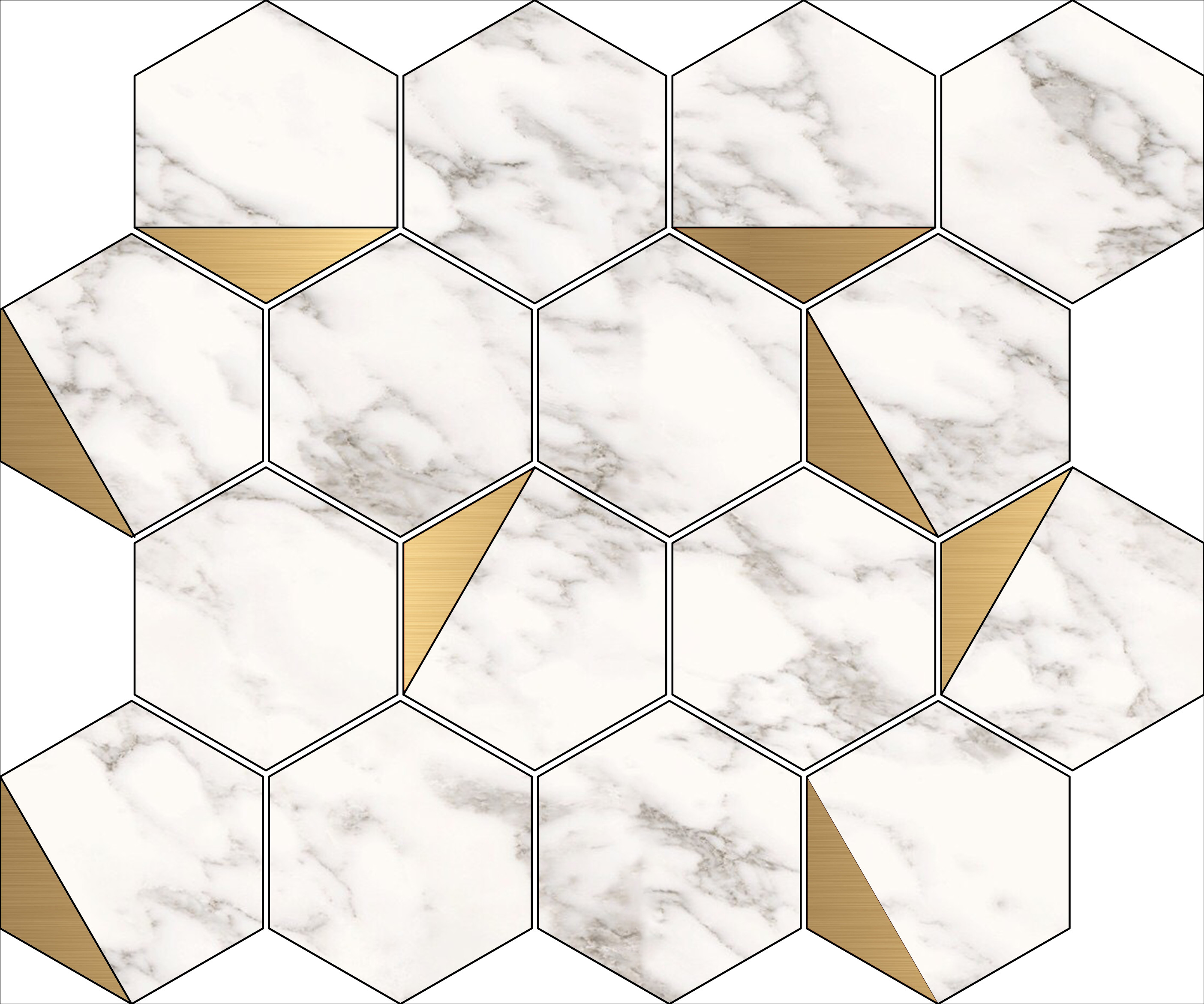 Gạch mosaic lục giác LUHXGOLD