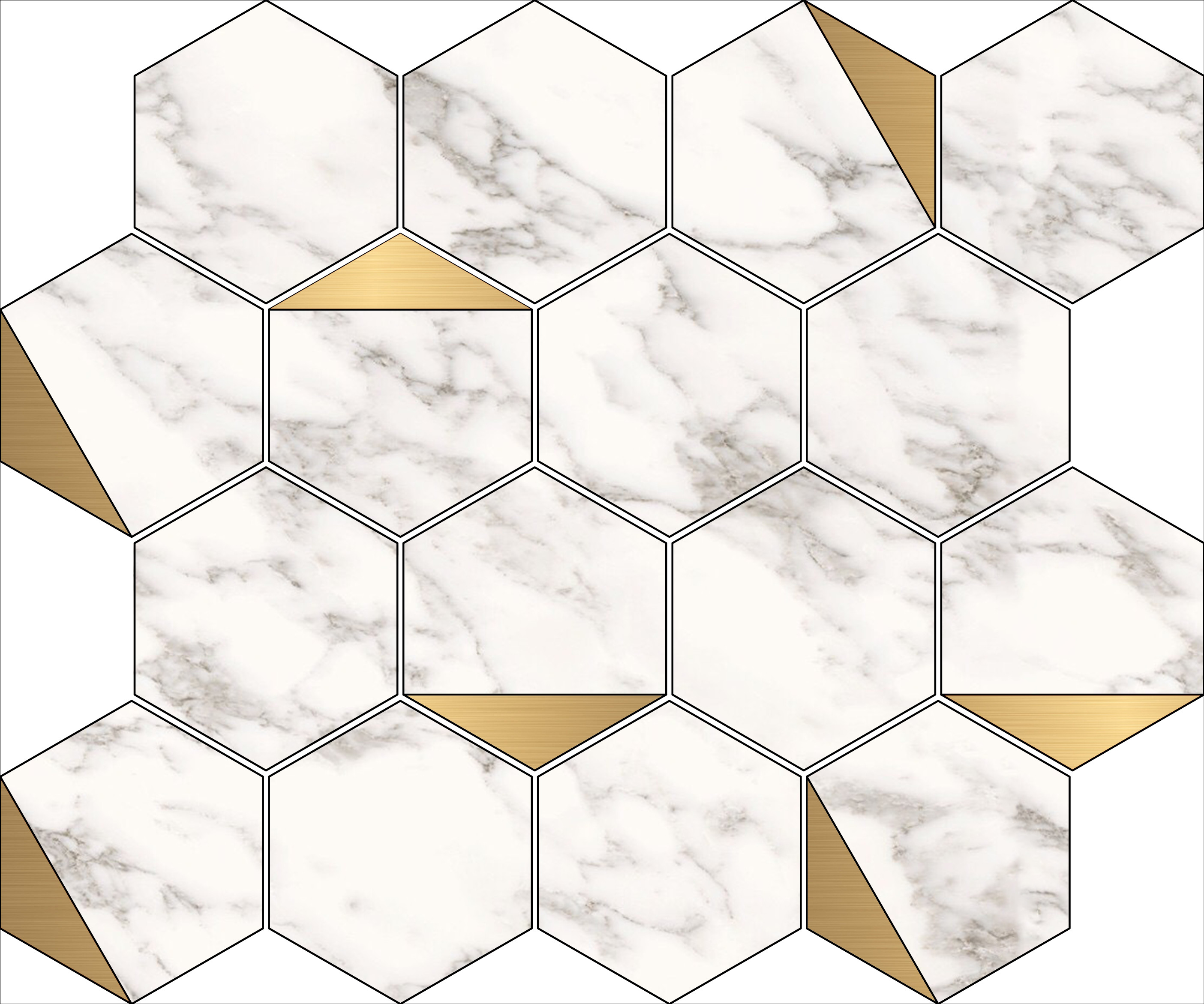 Gạch mosaic lục giác LUHXGOLD