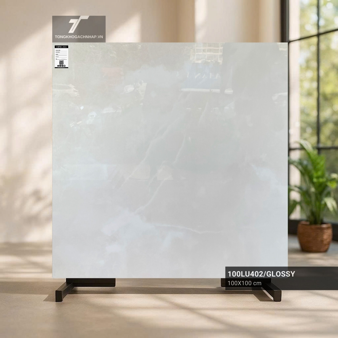 Gạch 1000X1000 vân đá onyx xám Trung Quốc 100LU402