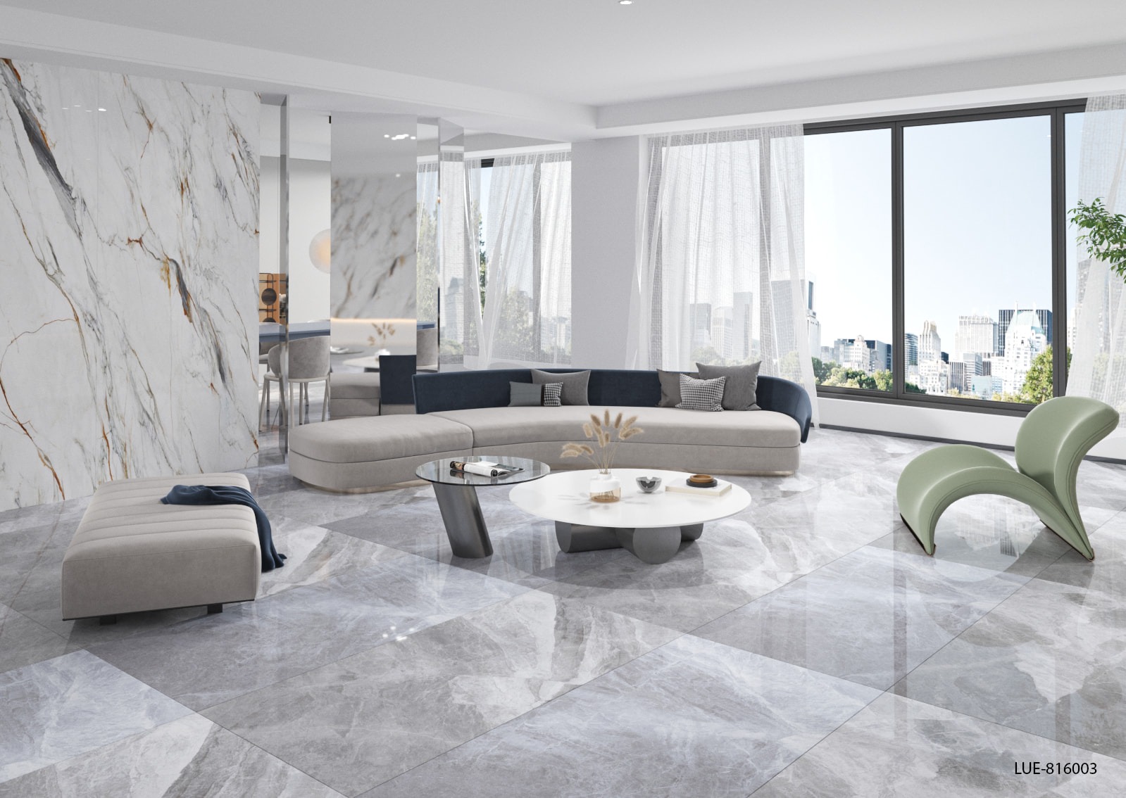 Gạch bóng lát nền xám đá 80x160 LUE-816003