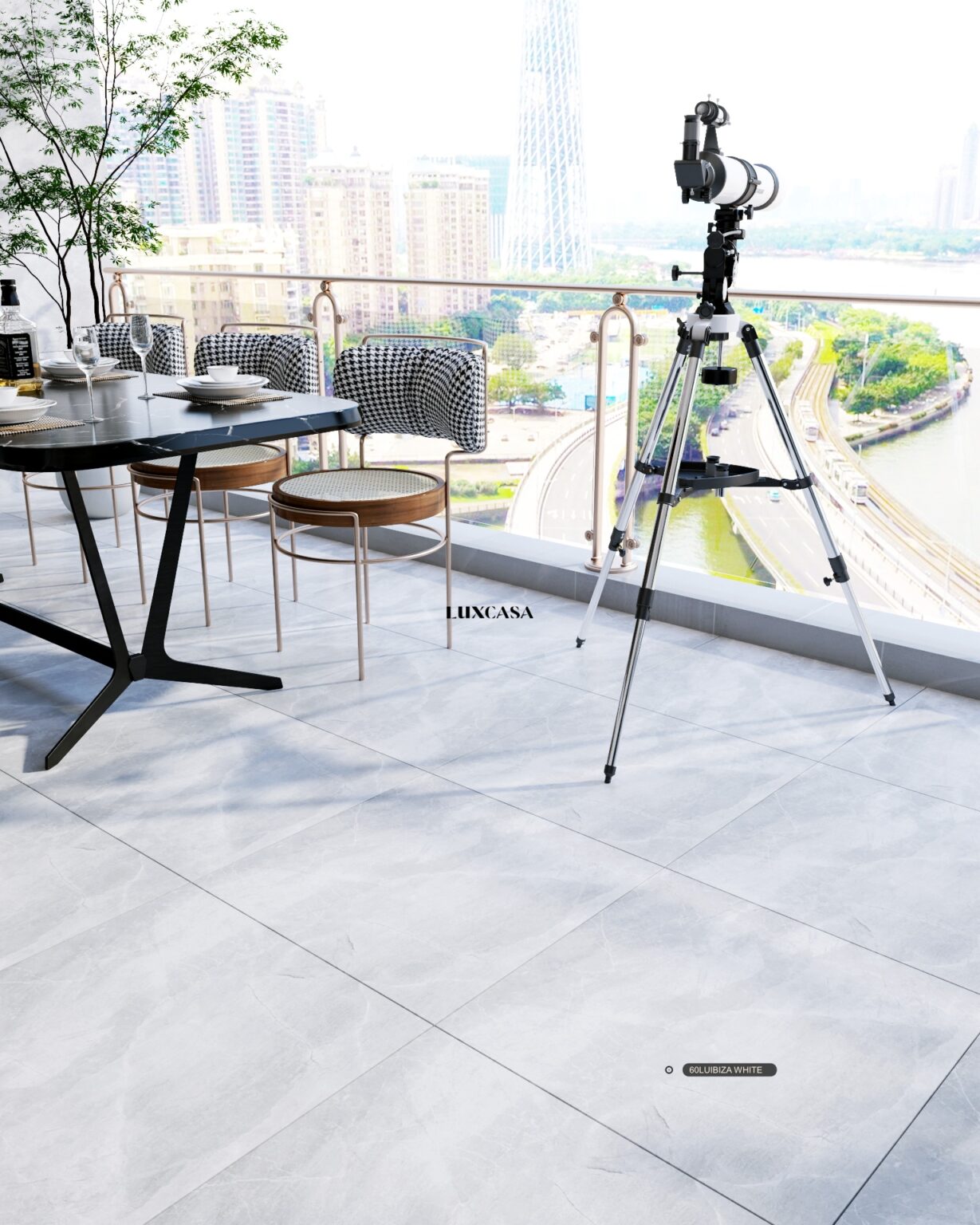 Gạch giả đá màu trắng kem 600×600 60LUIBIZA WHITE