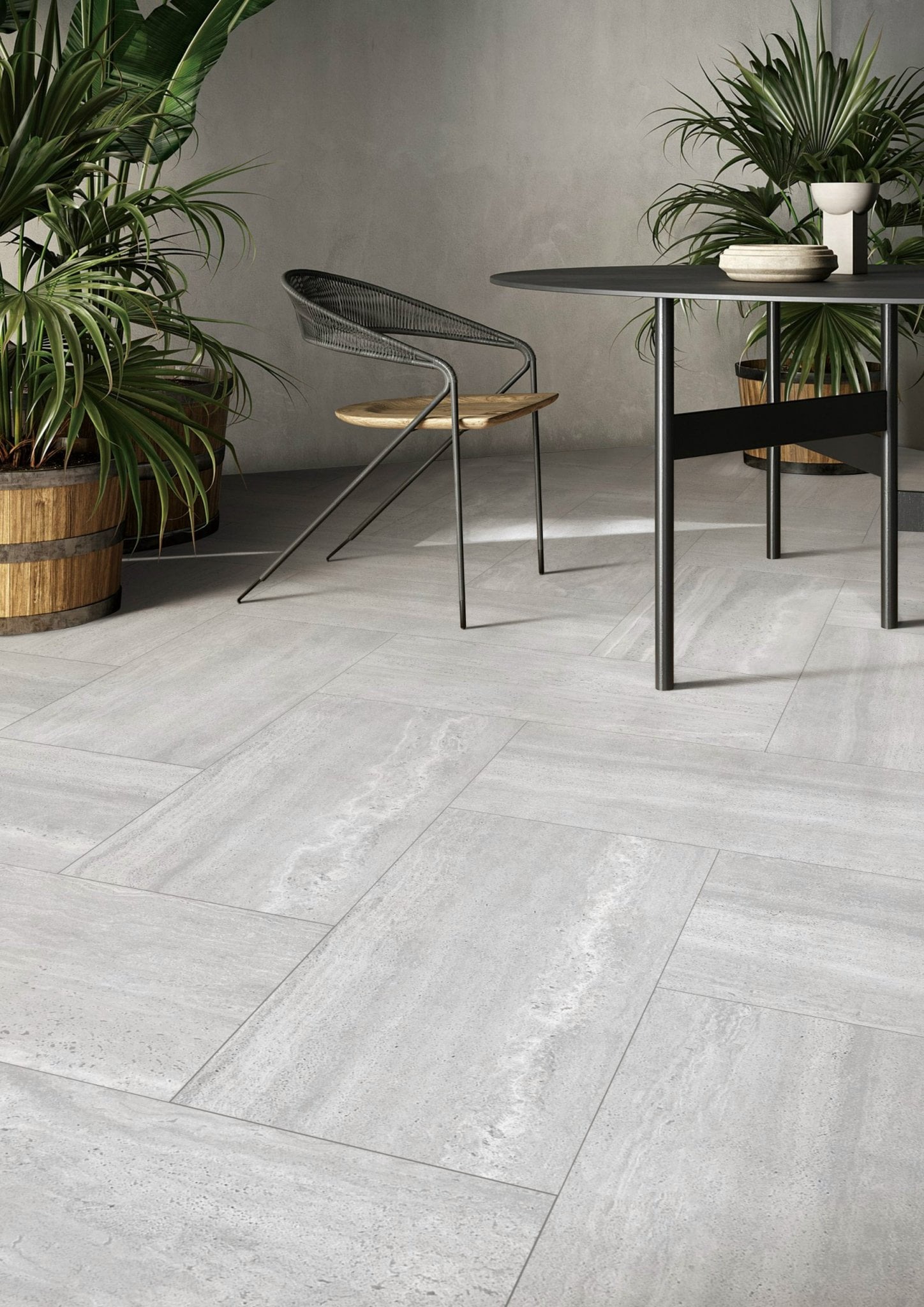 Gạch màu xám nhạt giả đá travertine 600×1200 612LUTCT11213MM