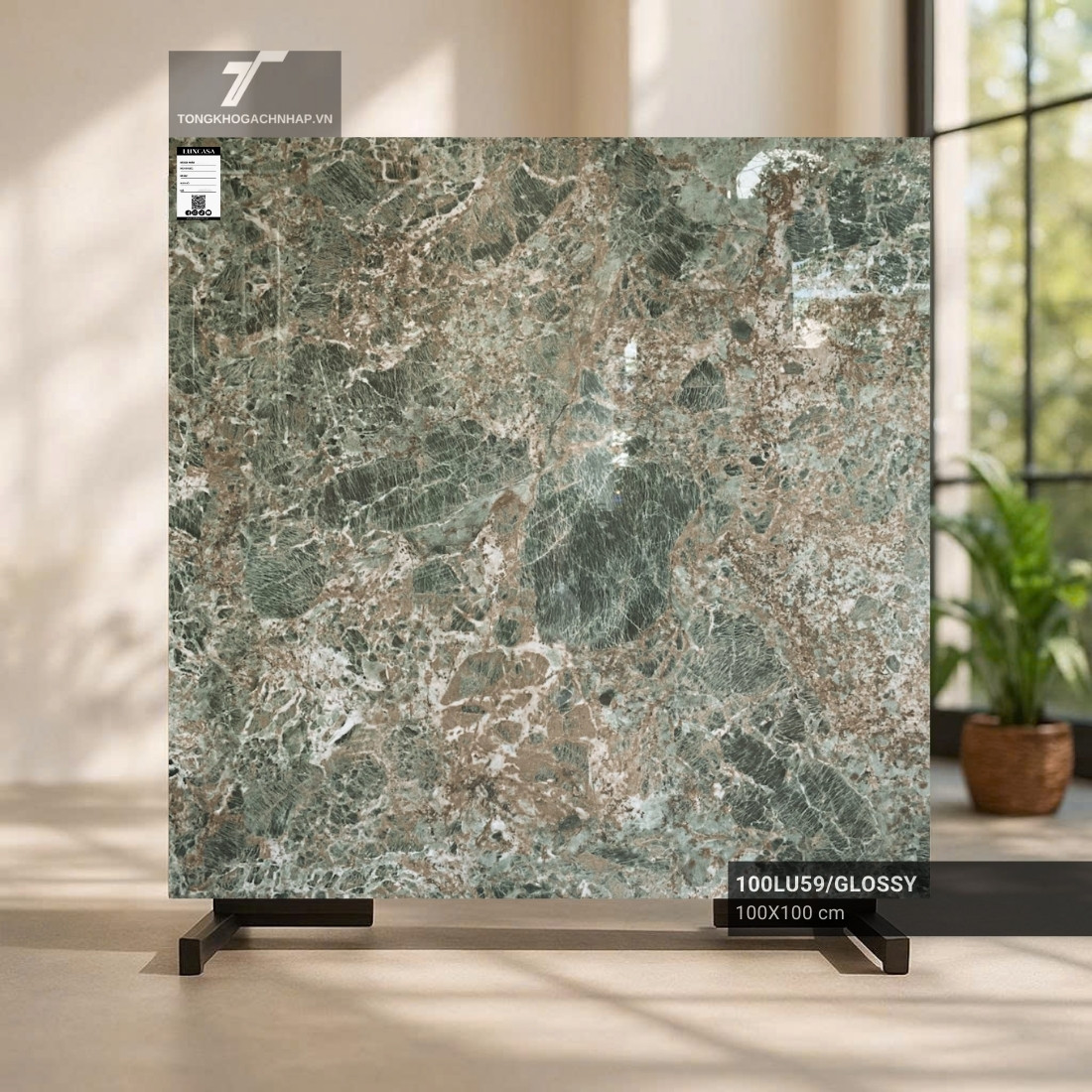 Gạch màu xanh vân đá 1000×1000 100LU59