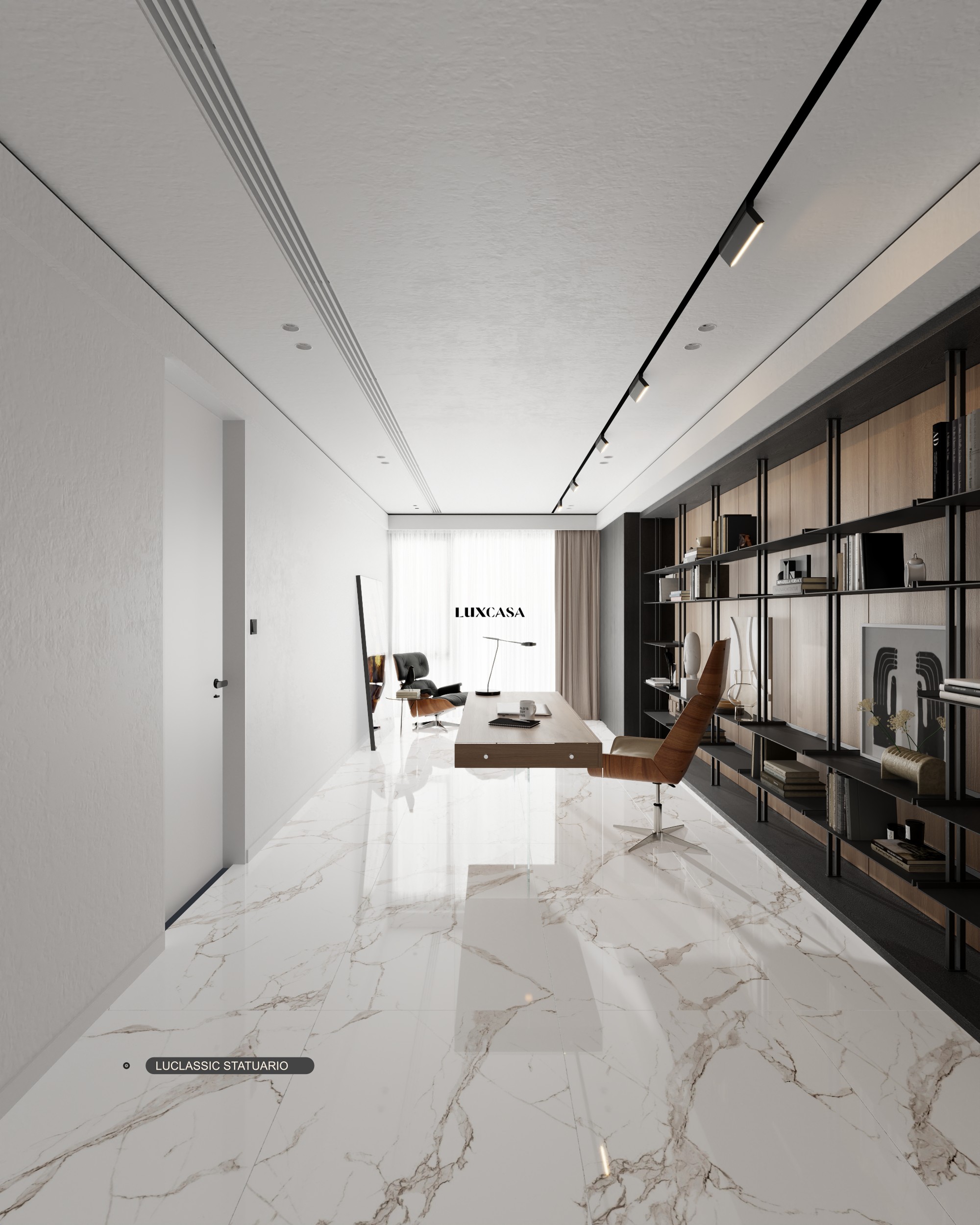 Gạch 800x1600 trắng vân mây đẹp LUCLASSIC STATUARIO