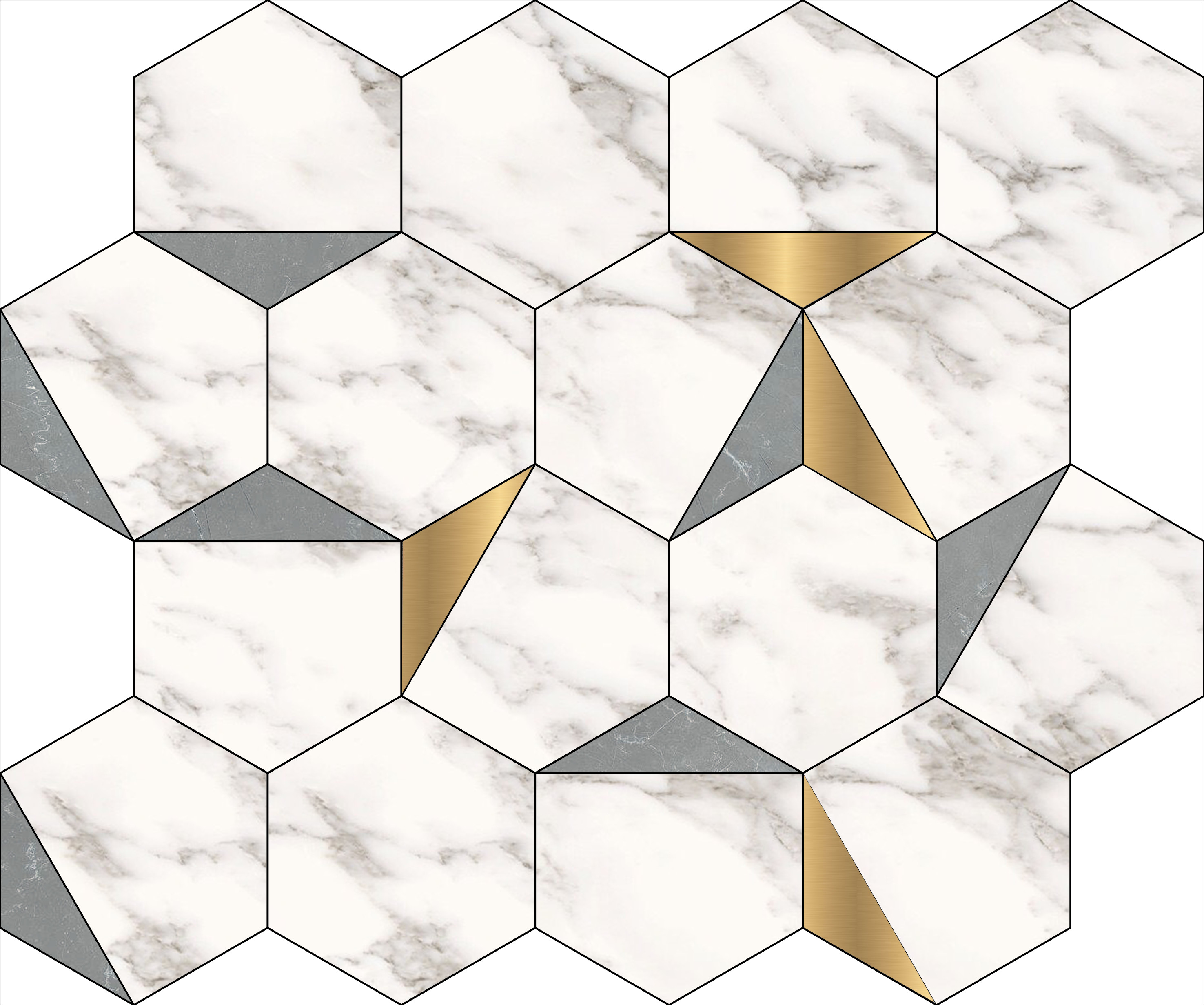 Gạch mosaic lục giác LUEHXSILVER
