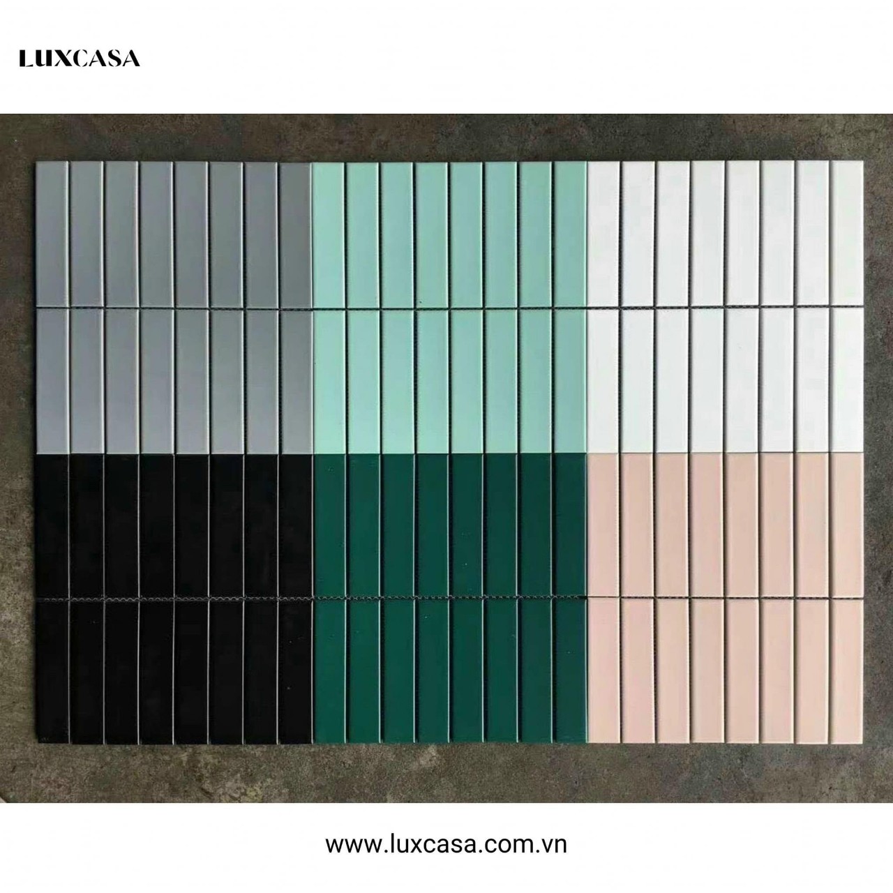 Gạch mosaic thẻ que mờ 275x290/32x145 Y33F25M / 3205M (màu xanh mint)