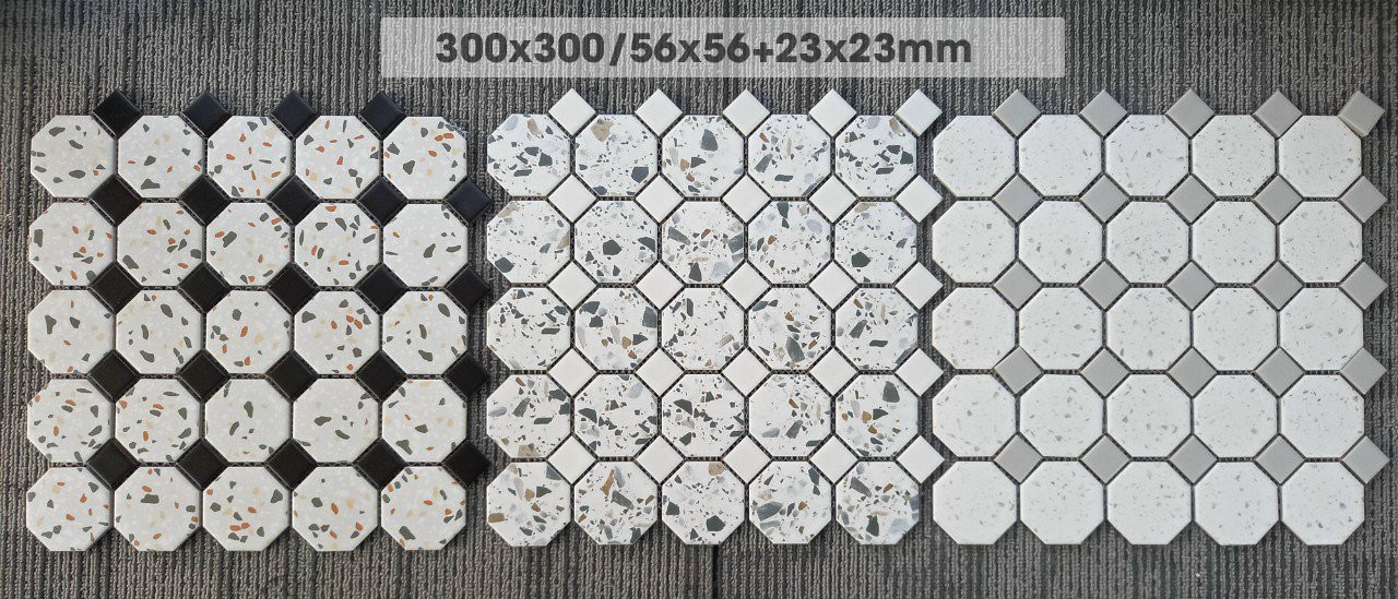 Gạch mosaic bát giác/terrazzo 300x300, 58x58+23x23 INT64