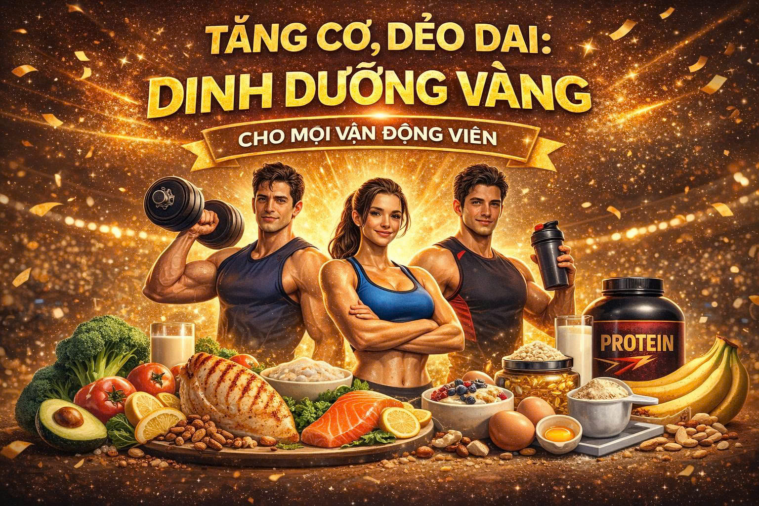 Tăng cơ, dẻo dai, dinh dưỡng vàng cho mọi vận động viên