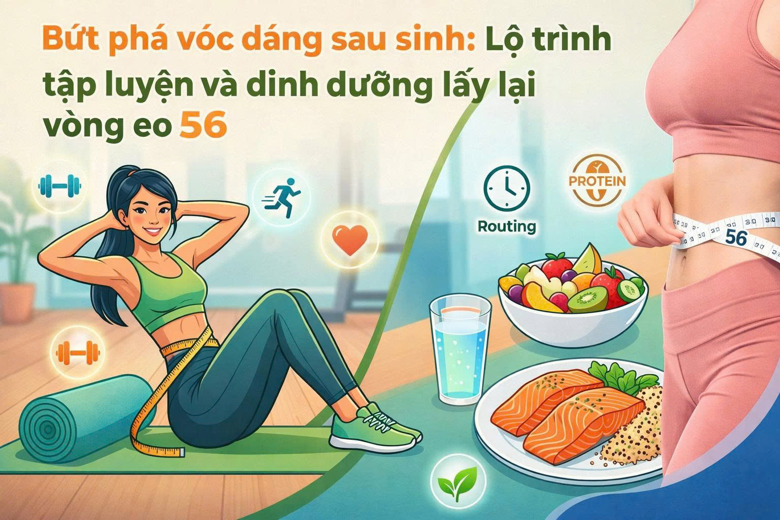 Bứt phá vóc dáng sau sinh: Lộ trình tập luyện và dinh dưỡng lấy lại vòng eo 56