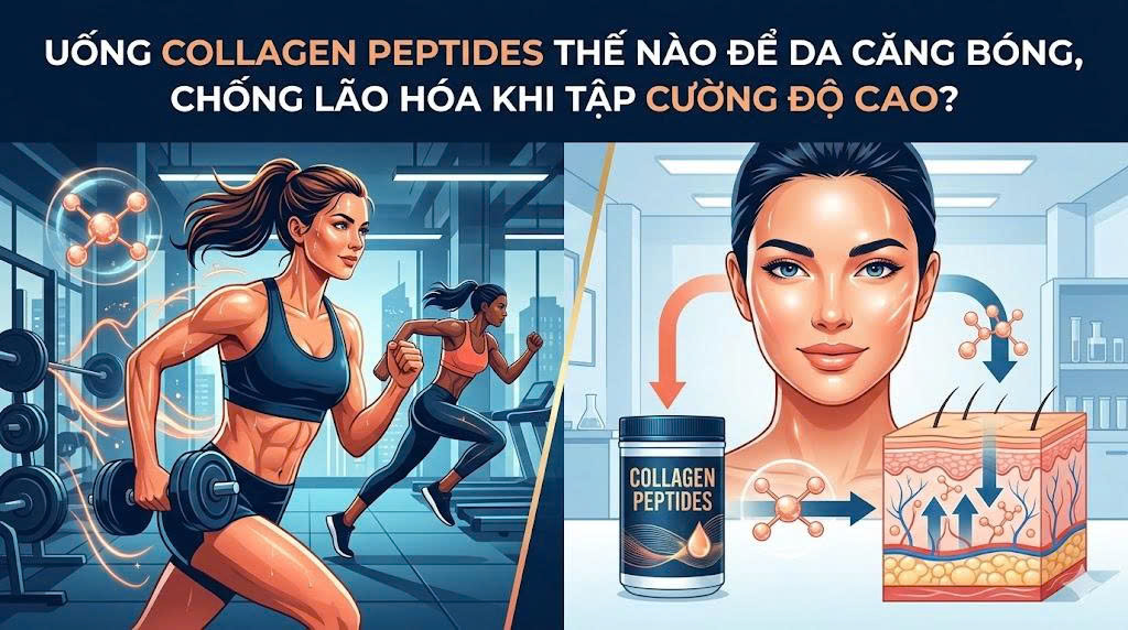 Uống Collagen Peptides thế nào để da căng bóng, chống lão hóa khi tập cường độ cao?