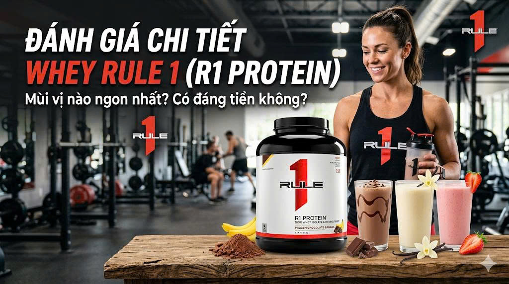 Đánh giá chi tiết Whey Rule 1 (R1 Protein): Mùi vị nào ngon nhất? Có đáng tiền không?