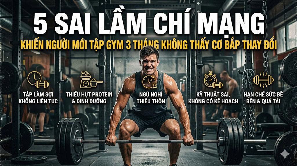 5 sai lầm chí mạng khiến người mới tập Gym 3 tháng không thấy cơ bắp thay đổi
