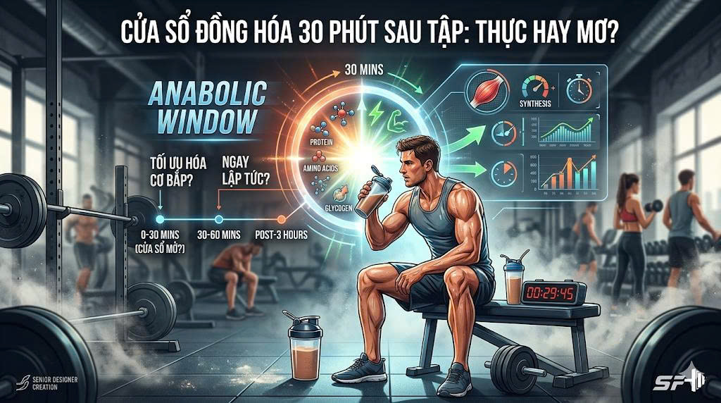Cửa sổ đồng hóa (Anabolic Window) 30 phút sau tập có thực sự tồn tại?
