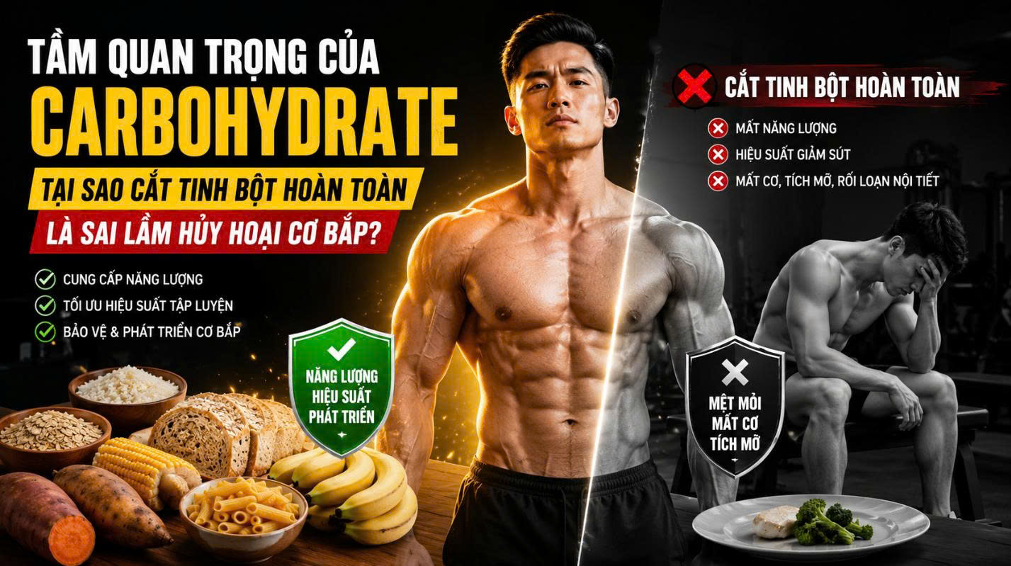 Tầm quan trọng của Carbohydrate: Tại sao cắt tinh bột hoàn toàn là sai lầm hủy hoại cơ bắp?