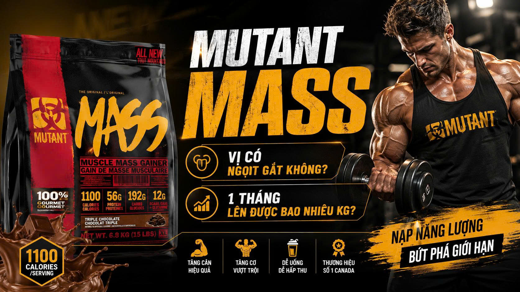 Đánh giá sữa tăng cân Mutant Mass: Vị có ngọt gắt không, 1 tháng lên được bao nhiêu kg?