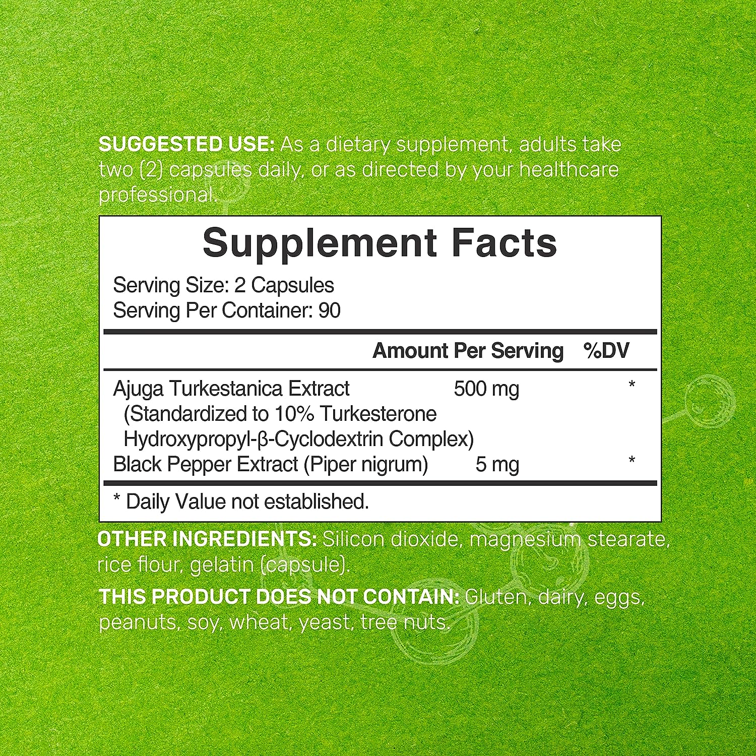 Deal Supplement Turkesterone with Black Pepper 500mg - Viên uống hỗ trợ tăng trưởng cơ bắp hiệu quả và cải thiện vóc dáng (180 viên)