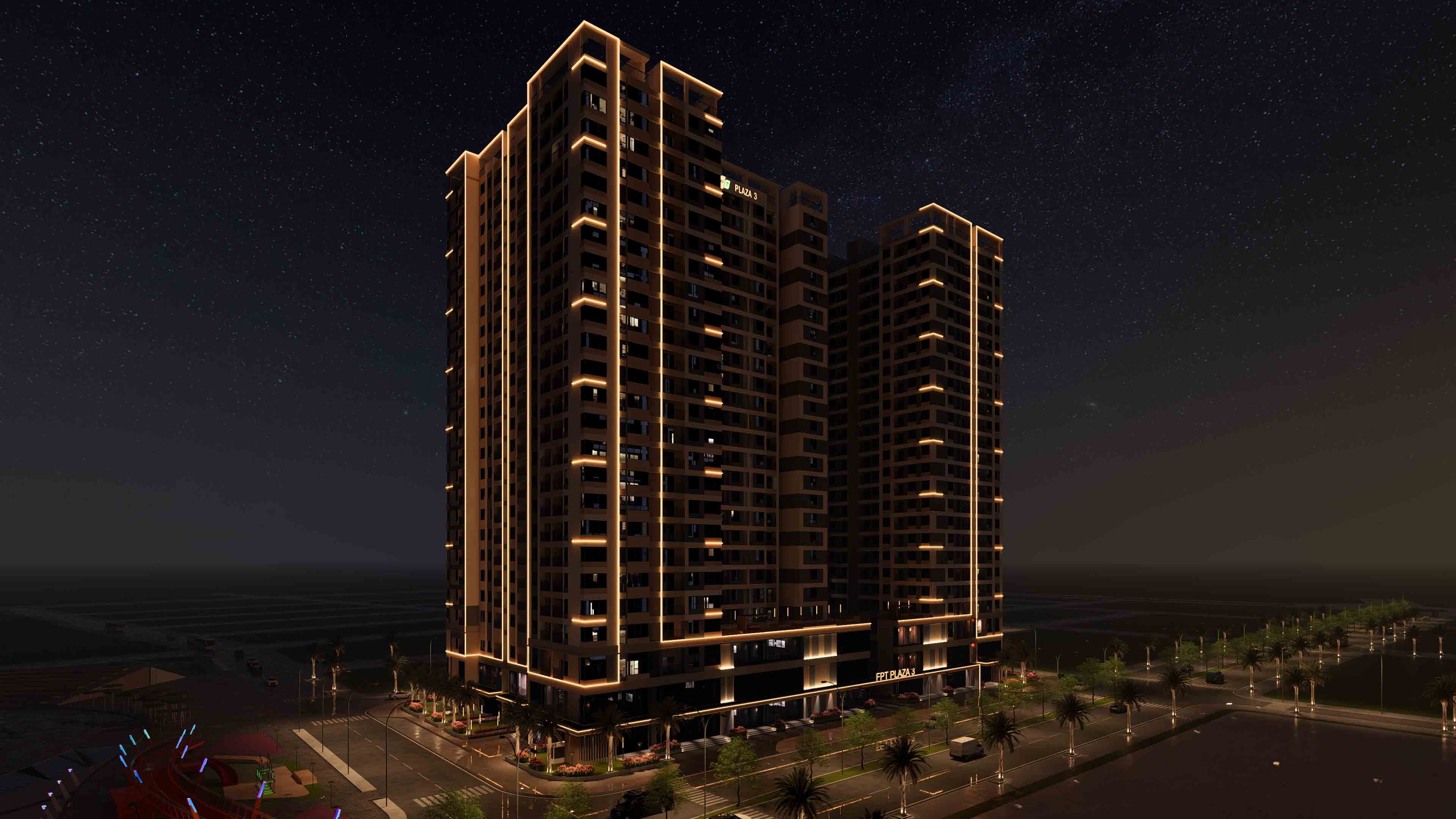 Thiết kế ,thi công lắp đặt hệ thống chiếu sáng mỹ thuật FPT PLAZA 3