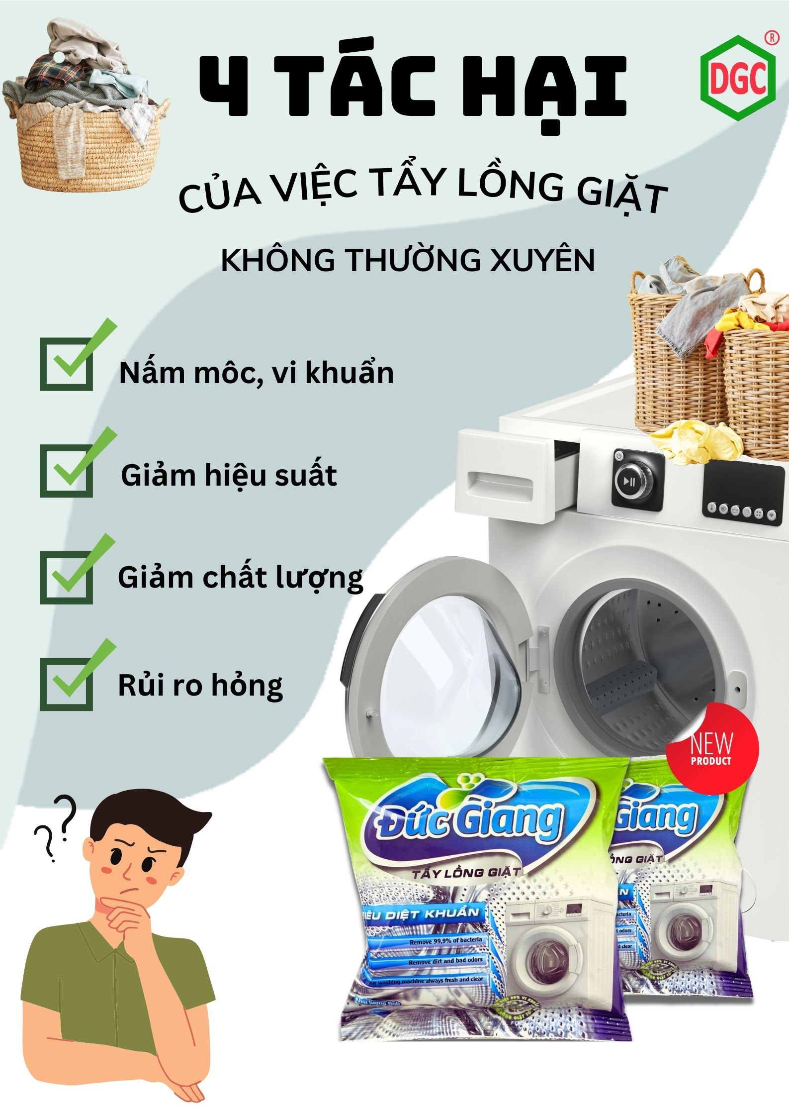 TÁC HẠI TIỀM ẨN DO KHÔNG TẨY LỒNG GIẶT THƯỜNG XUYÊN