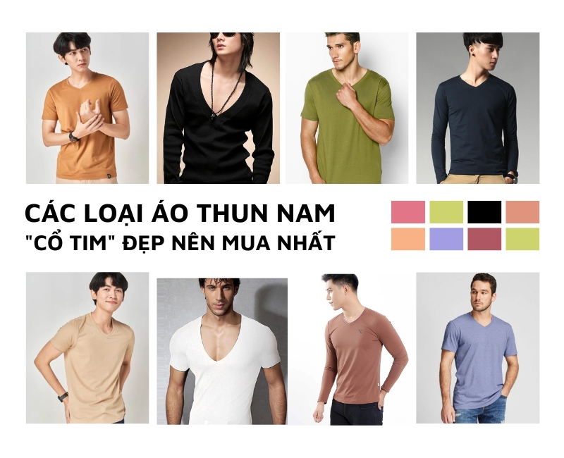 Các loại Áo thun nam cổ tim ĐẸP nên mua nhất