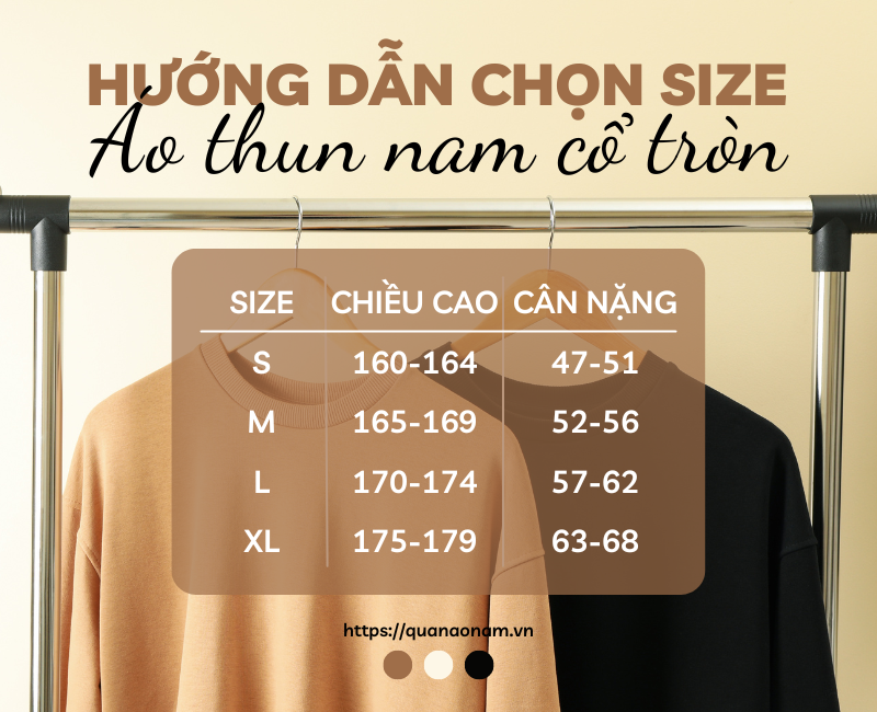 Tư vấn chọn size Áo thun nam cổ tròn phù hợp từng Vóc dáng