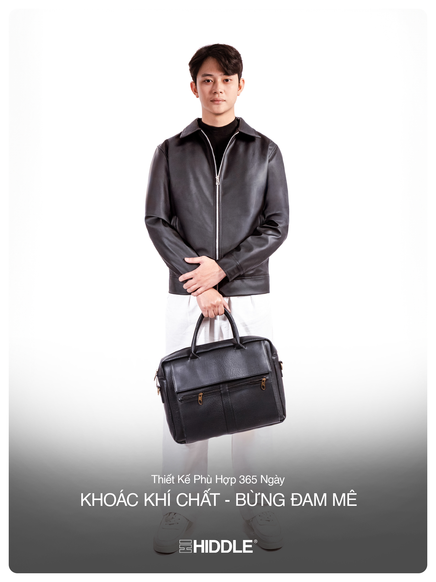 Áo khoác da nam hàng hiệu form Casual chính hãng HIDDLE