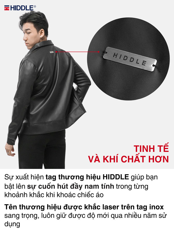 Áo khoác da nam hàng hiệu form Casual chính hãng HIDDLE H11-AK2