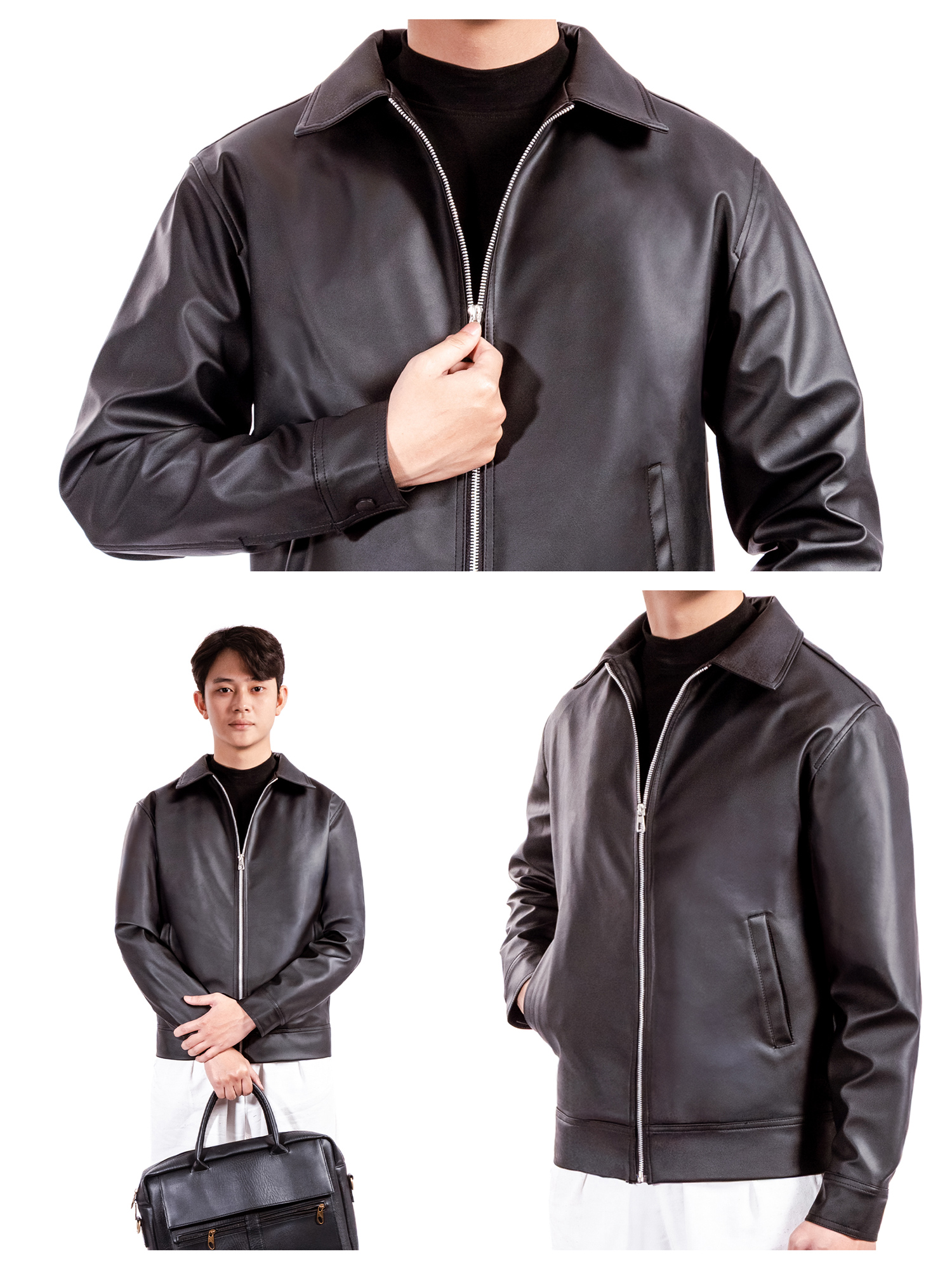 Áo khoác da nam hàng hiệu form Casual chính hãng HIDDLE