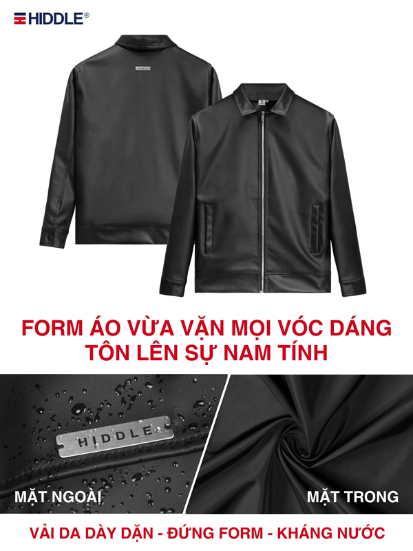 Áo khoác da nam hàng hiệu form Casual chính hãng HIDDLE H11-AK2