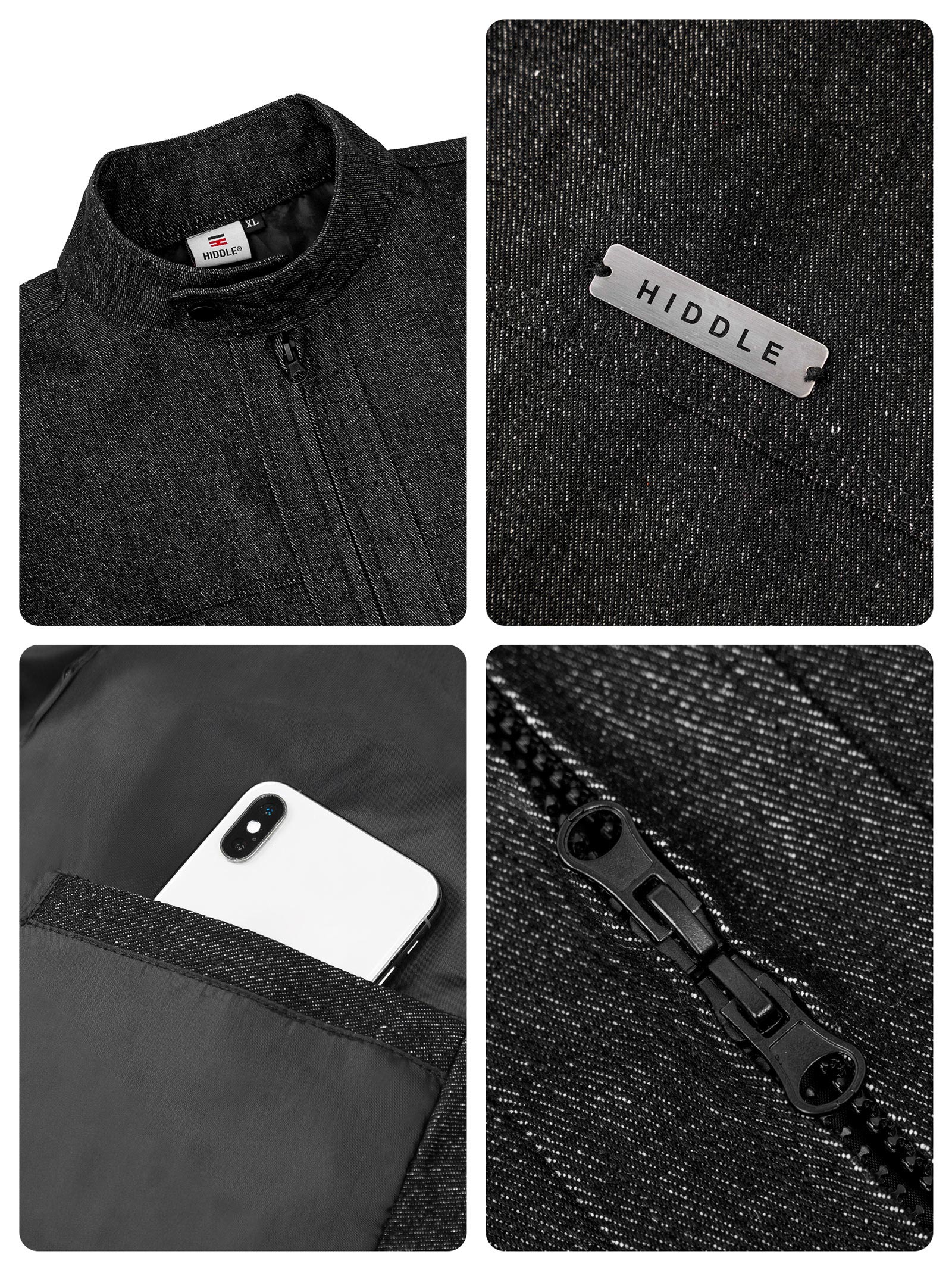 Áo khoác jean nam cổ trụ hai lớp Hiddle H-AK2