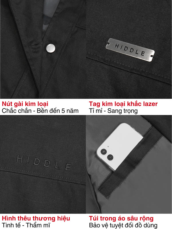 áo khoác kaki nam màu đen HIDDLE