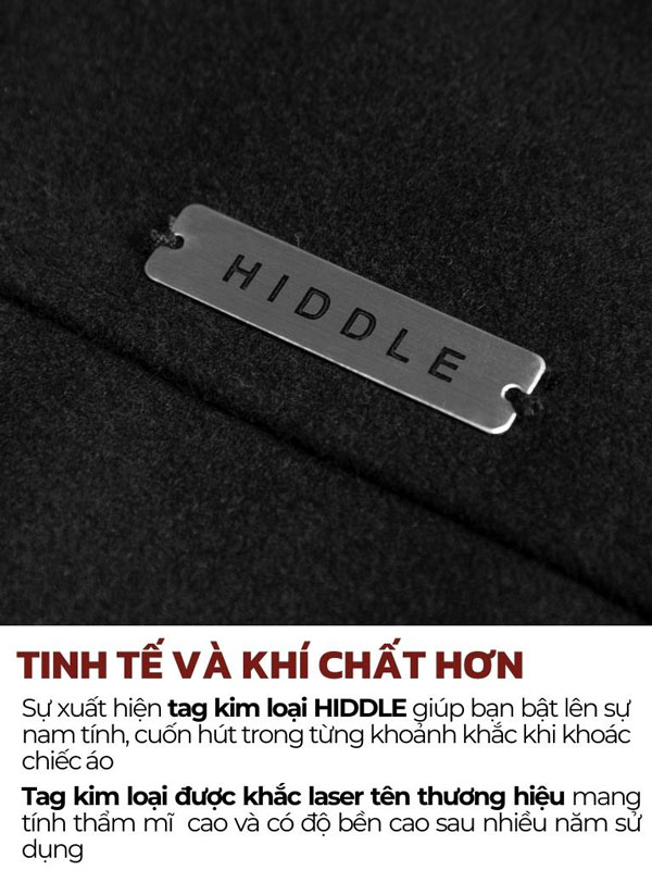 Áo khoác nam cao cấp cổ bẻ chất liệu dạ ép logo thêu HIDDLE H11-AK6