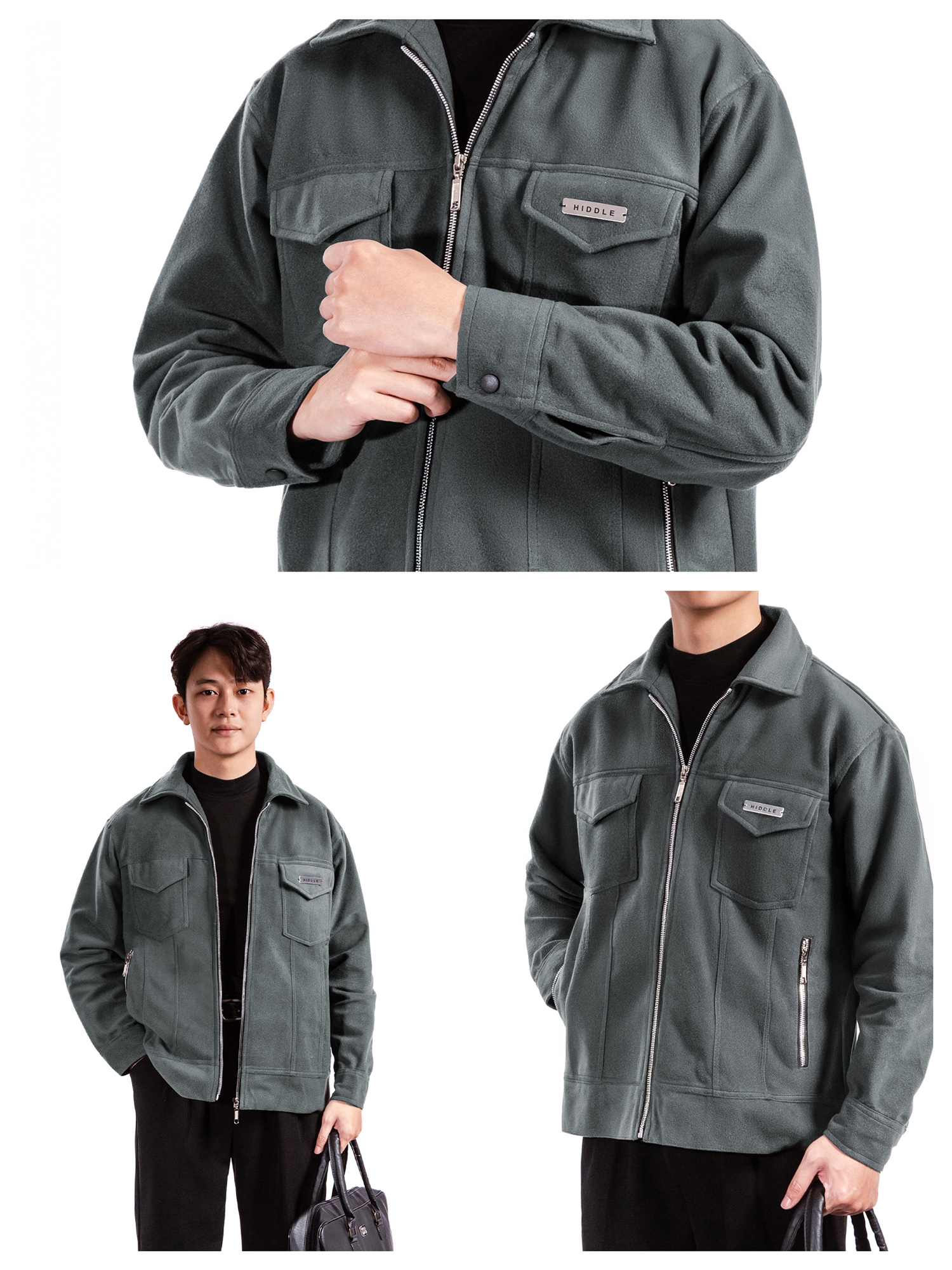 áo da lộn nam hàng hiệu Hiddle