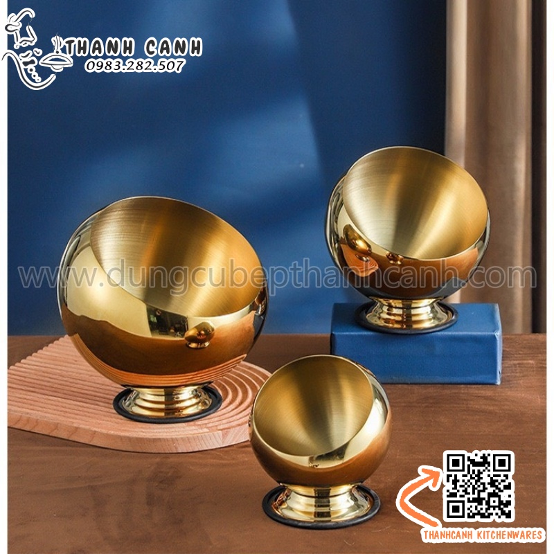 Mẫu chén, dĩa, thìa đũa, chảo nồi inox màu vàng chuyên dụng cho nướng lẩu phong cách Hàn Quốc