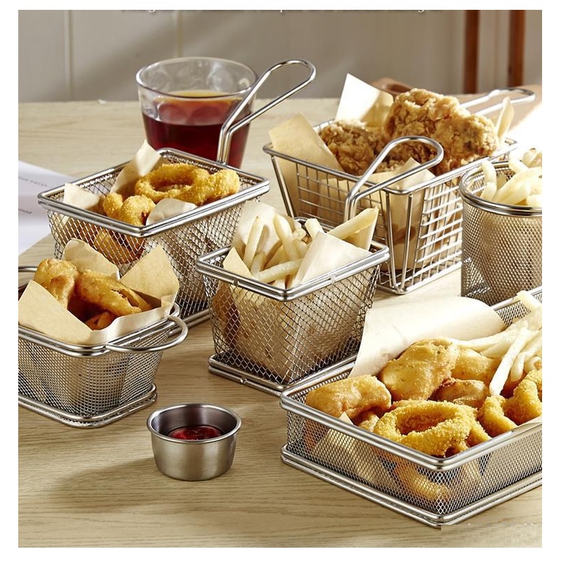 Giỏ inox mini đựng khoai tây chiên, cánh gà rán