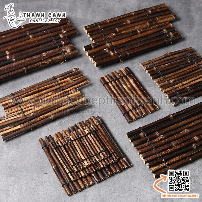 Phụ kiện trang trí món Nhật, mành tre, mành rơm, mành ống trúc, hàng rào tre ....