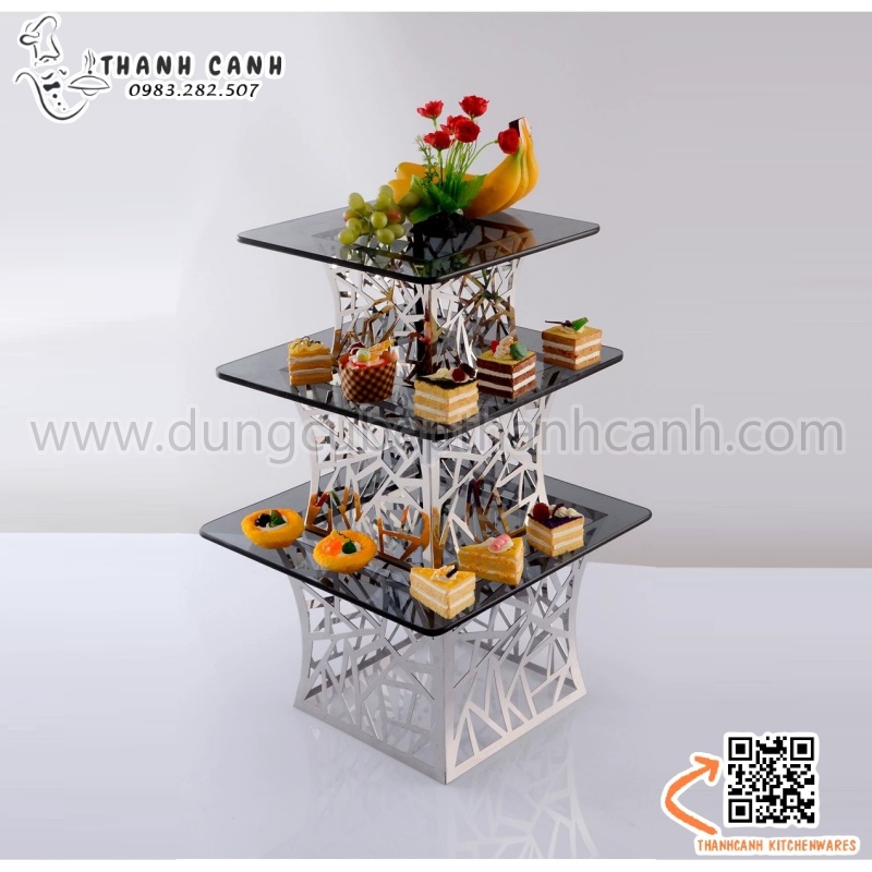 Chân kê đĩa buffet inox 304 mạng rối độc đáo mới lạ