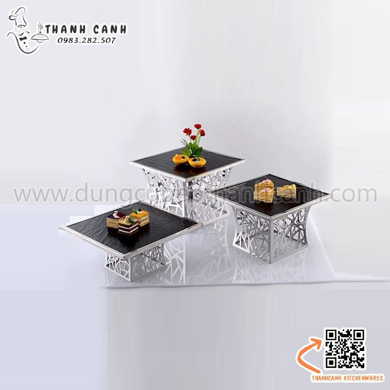 Chân kê đĩa buffet inox 304 mạng rối độc đáo mới lạ