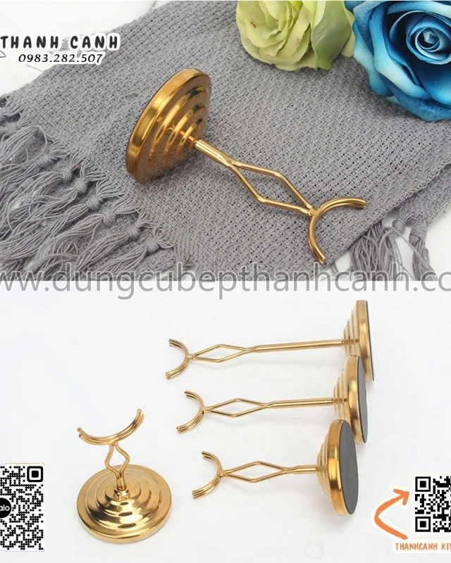 chân đế biển tên, kẹp biển tên món, kẹp inox màu vàng, chân đế name tag