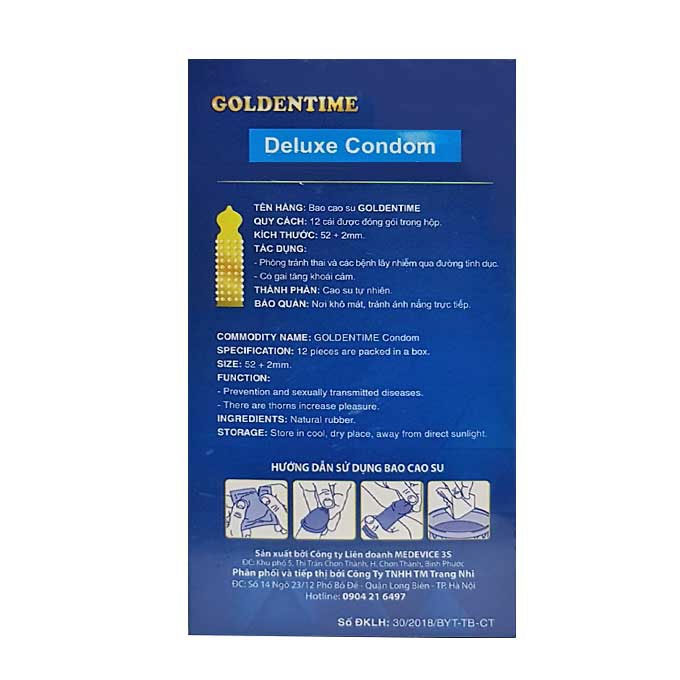 Bao cao su Goldentime Sweet And Stronger, Hộp 12 cái